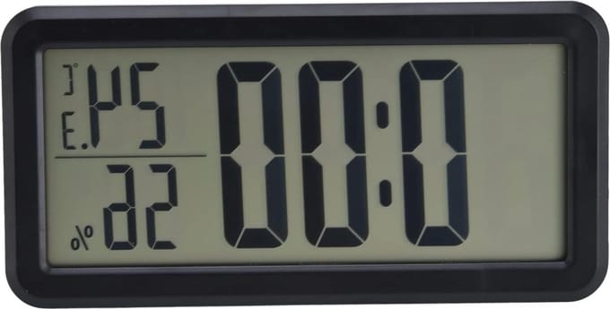Digitale wekker wandklok LCD - temperatuur- en vochtigheidssensor - wandmontage en bureaustandaard - 150 x 75 x 14 mm