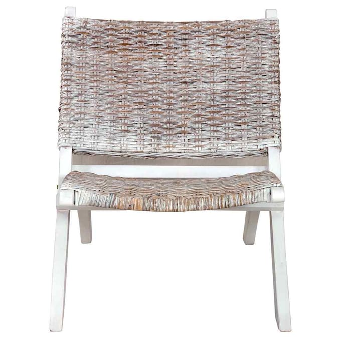 vidaXL - Relaxstoel - natuurlijk - kubu - rattan - en - massief - mahoniehout - wit