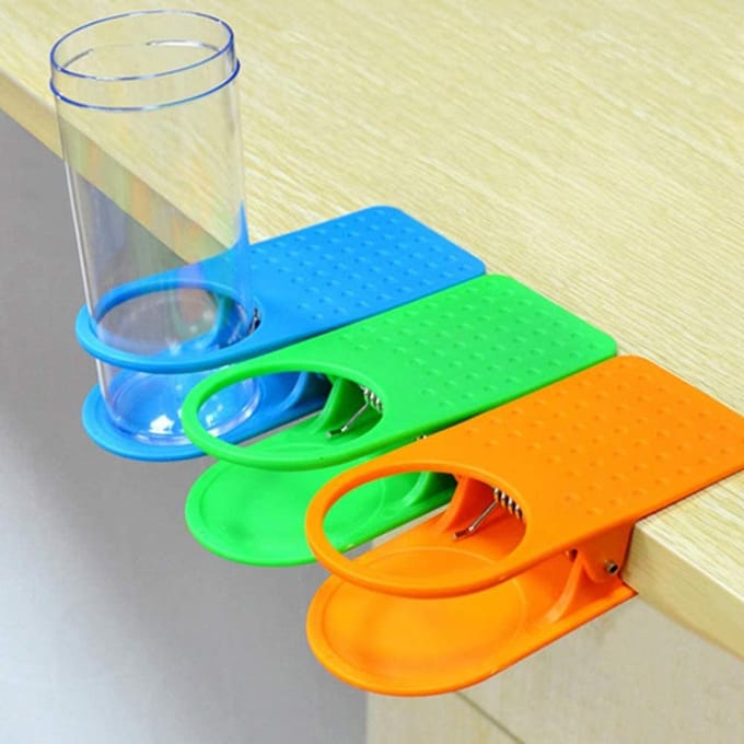 Lot de 4 porte-gobelets multifonctions avec clip pour eau et café yellow