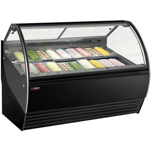 GGM Gastro Eistheke NOLAN - 1736mm - Umluft - für 18x 5 Liter Eisbehälter - Schwarz