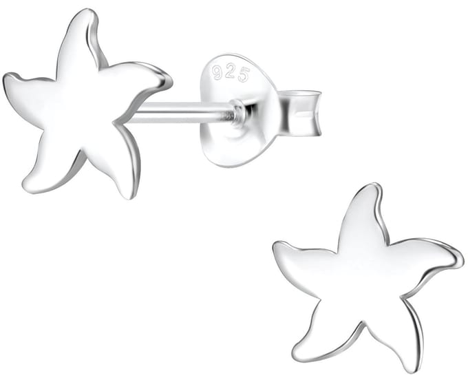 Joy|S - Zilveren ster oorbellen - zeester - 8 mm - egaal