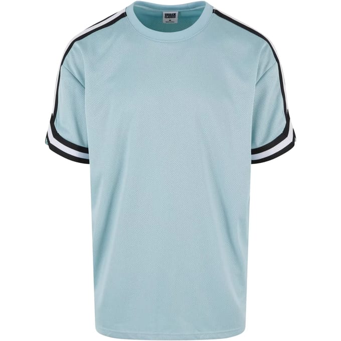 Urban Classics - Oversized Stripes Mesh Sport T-shirt - M - Blauw