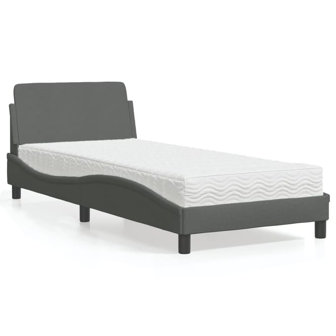 vidaXL - Bed - met - matras - "Dover" - stof - donkergrijs - 80x200 - cm