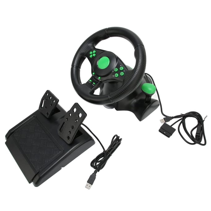 PC Racing Stuurwiel Game Stuurwiel 180 Graden Auto Racing Stuurwiel met Pedaal voor Racegame black