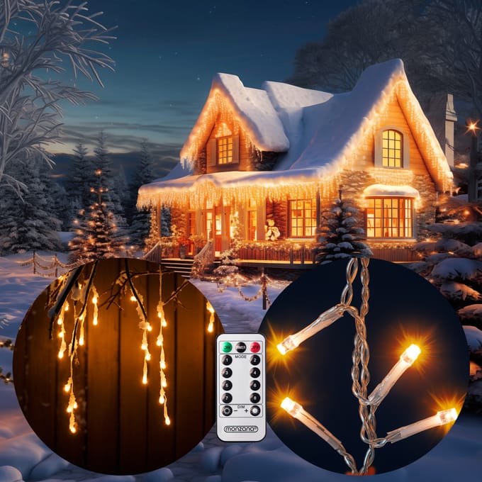 Monzana Lichtgordijn 600 LED´s - 20 m incl. 5 m Kabel - Warmwit