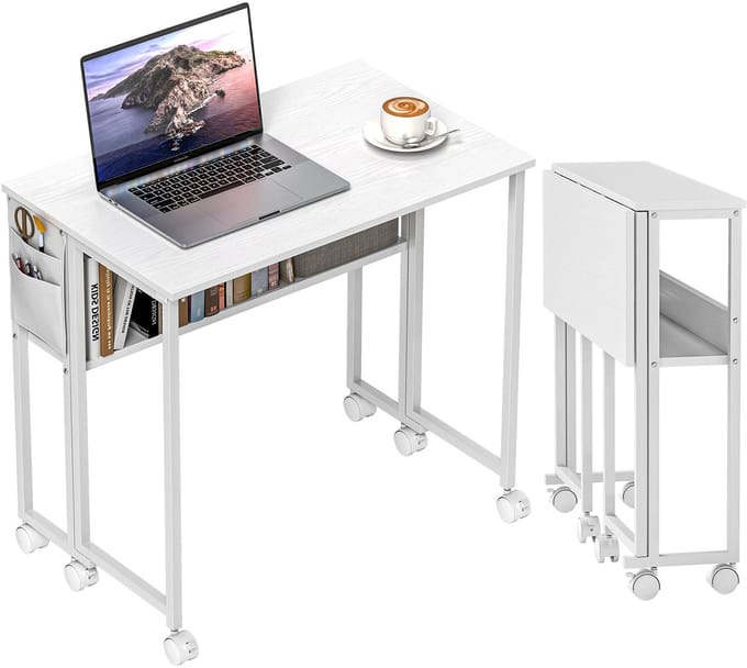 Inklapbaar bureau wit - Ruimtebesparend bureau - Werken en studeren - 80x50 cm - Wit