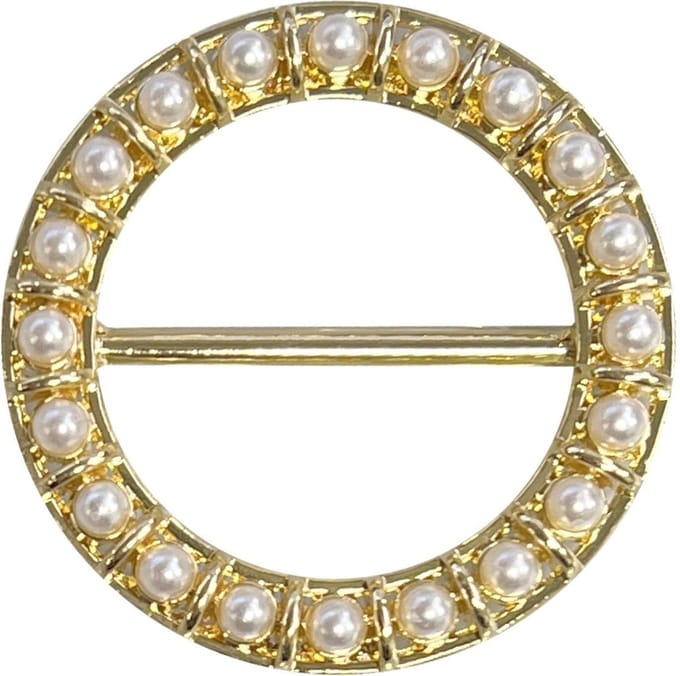 Fako Bijoux - Sjaalklem - Sjaal Klem - Sjaal Ring - Ring Met Parels - 37mm - Goudkleurig