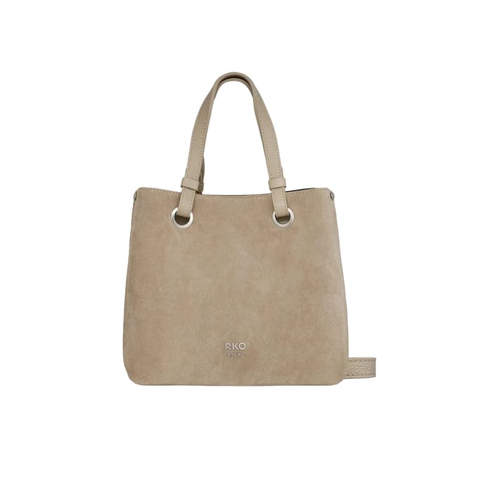Leren en suede handtas met magnetische sluiting vrouw Ryłko