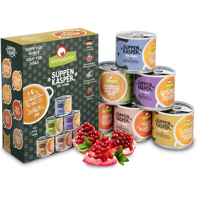 6x140g Granatapet Soup Paws Smaakpakket Hondenvoer Nat