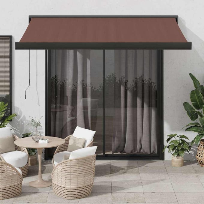 vidaXL - Uitschuifbare - luifel - Bruin - met - Antraciet - Frame - 350 - x - 250 - cm