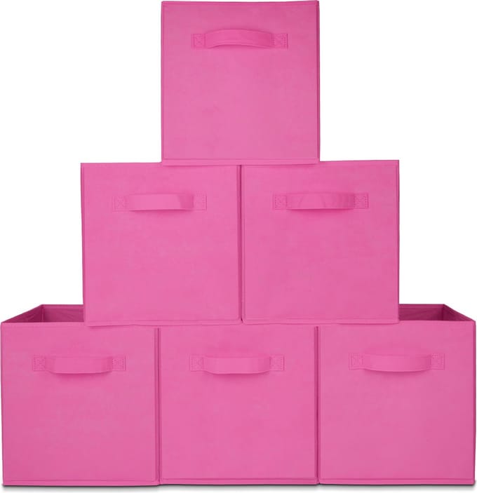 LifeGoods Opbergmand - 6 Stuks - Kast Organizer - 20L - Opbergbox - Textiel - Roze