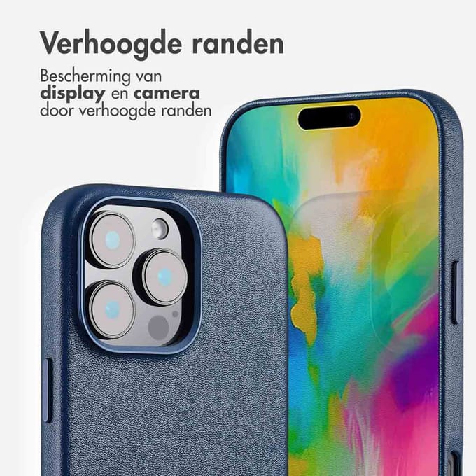 Accezz Hoesje - Geschikt voor iPhone 16 Pro Max - geschikt voor MagSafe Leather Backcover - Nightfall Blue