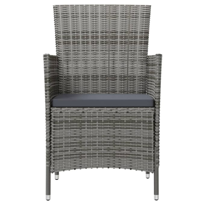 vidaXL - Tuinstoelen - 2 - st - met - kussens - poly - rattan - grijs