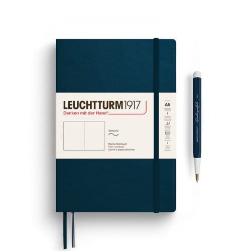 Leuchtturm1917 notitieboekje, softcover, medium a5, blanco, diepzee blauw