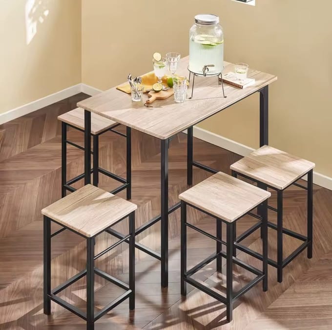 bartafelset 5-delige eettafel -bistrotafel met 4 stoelen zitgroep