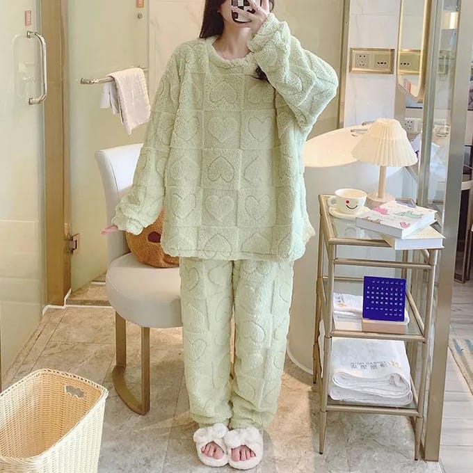 Winter Dames Warme Pyjama Set, Koraalvilt Pyjama, Flanel Verdikte Cartoon Pyjama, Oversized Huiskleding, Oversized Pyjama 6XL