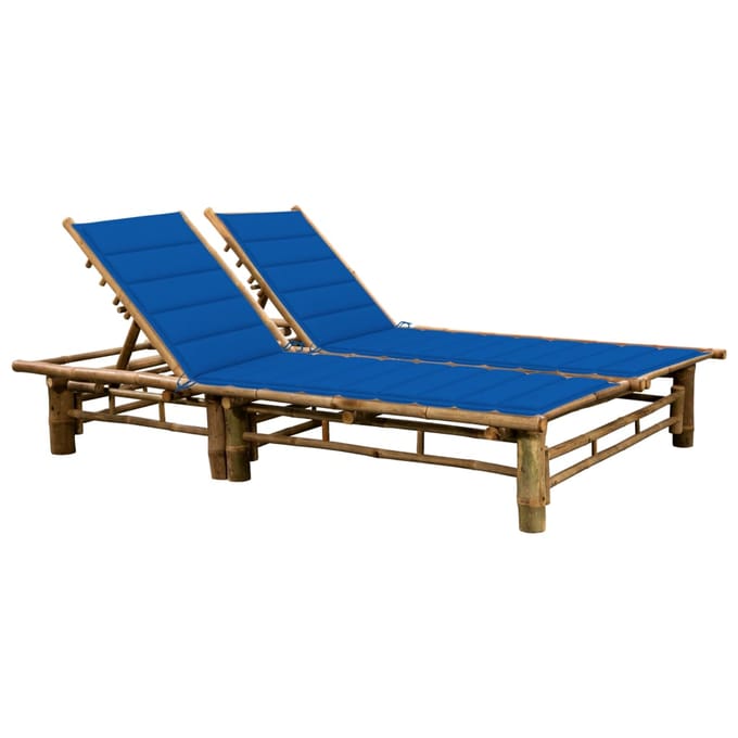vidaXL - Ligbed - 2-persoons - met - kussens - bamboe