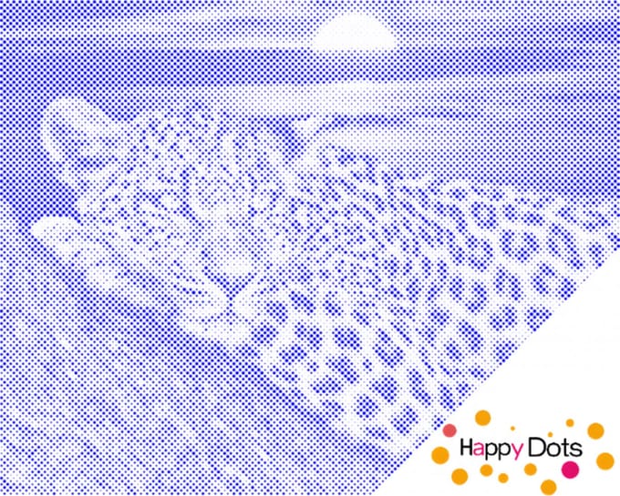 HappyDots DOT Painting Luipaard 40x50cm - Stippelschilderij Blauw
