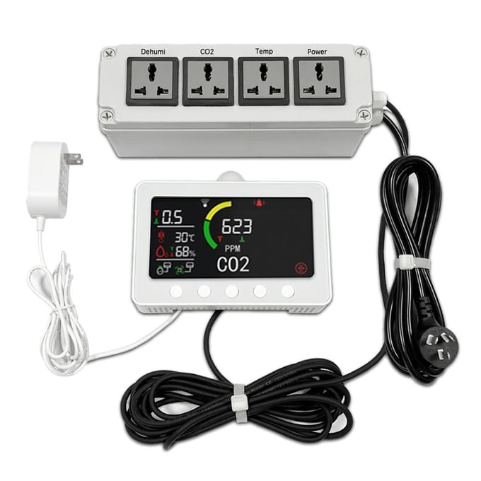 Slimme CO2-detector 2.4G WiFi Tuya-app Binnenluchtkwaliteitsmeter 2-kanaals NDIR-sensor Kooldioxide US Plug wit