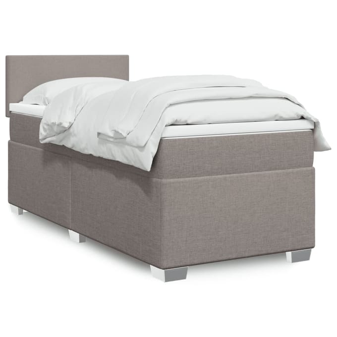 vidaXL - Boxspring - met - matras - stof - taupe - 90x190 - cm