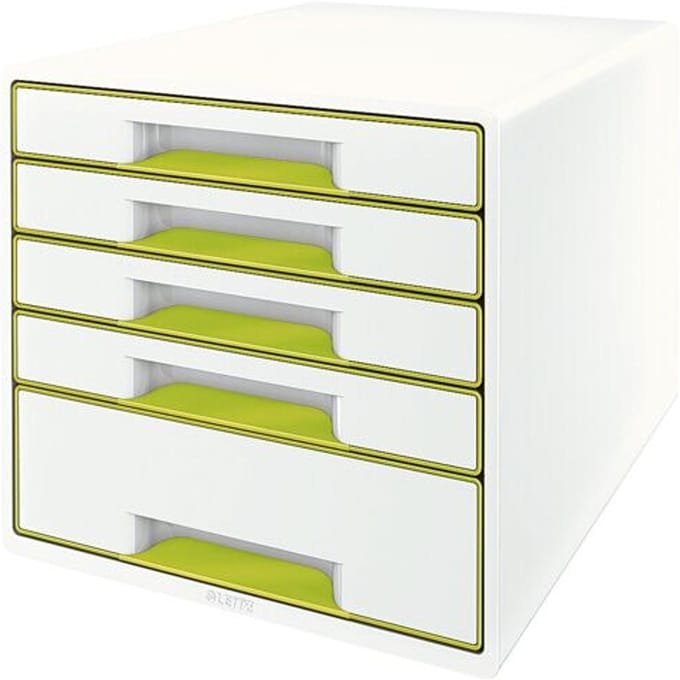 LEITZ® ladebox WOW CUBE 5214, 5 schuifladen, A4, polystyreen, groen