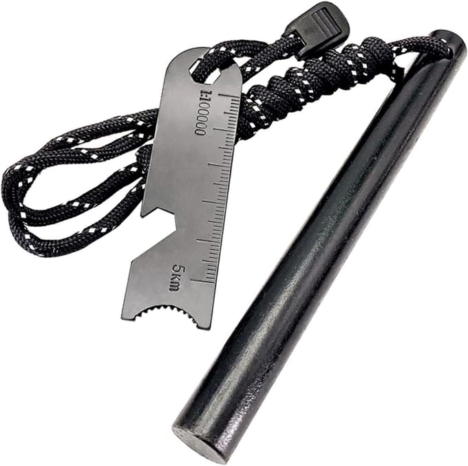 RONN® Brandblusset - Firesteel - Vuurmaker - Zwart - 12cm x 2cm x 2cm