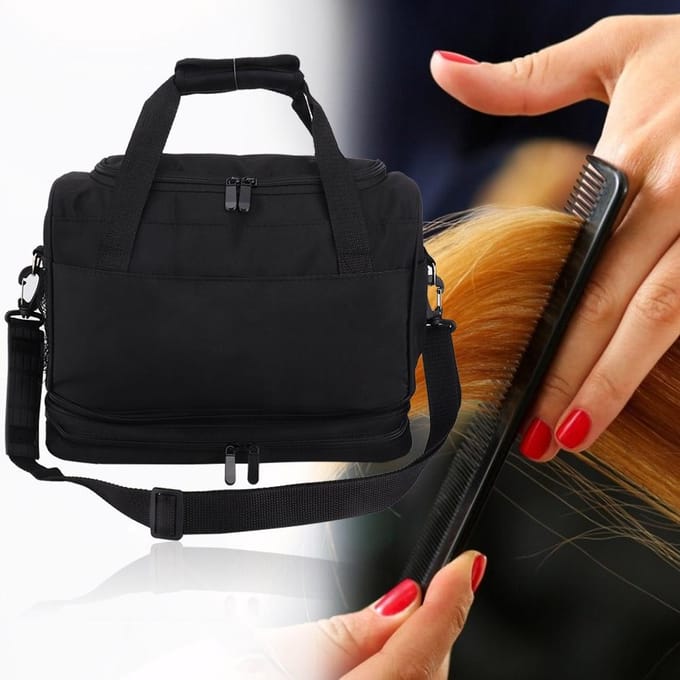 Afneembare Kapper Kapsalon Haardroger Scharen Tas Haarstyling Tool Koffer Houder met Riem black