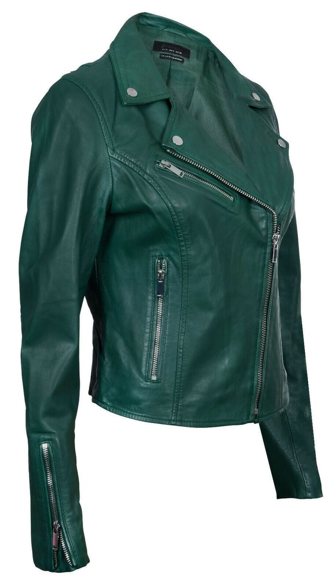 Dames klassiek leren Brando bikerjack-Loughton