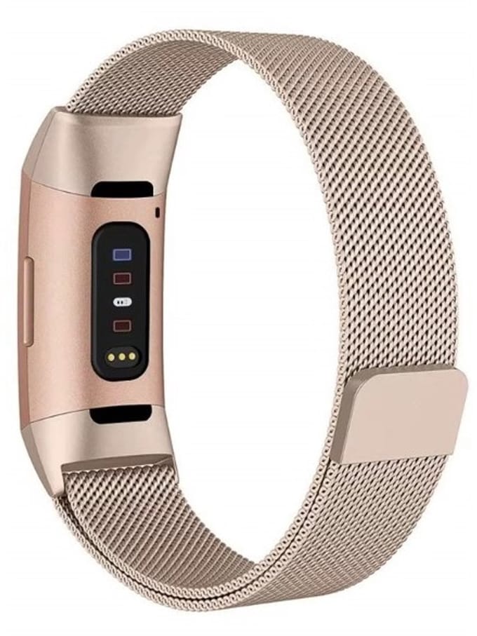 Go Go Gadget - Milanese band - Geschikt voor Fitbit Charge 3 - Magnetisch - Rose Goud