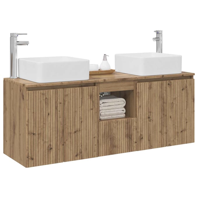 vidaXL - Badkamerkast - set - 3 - st - Artisanaal - eiken - 135 - x - 35 - x - 80 - cm