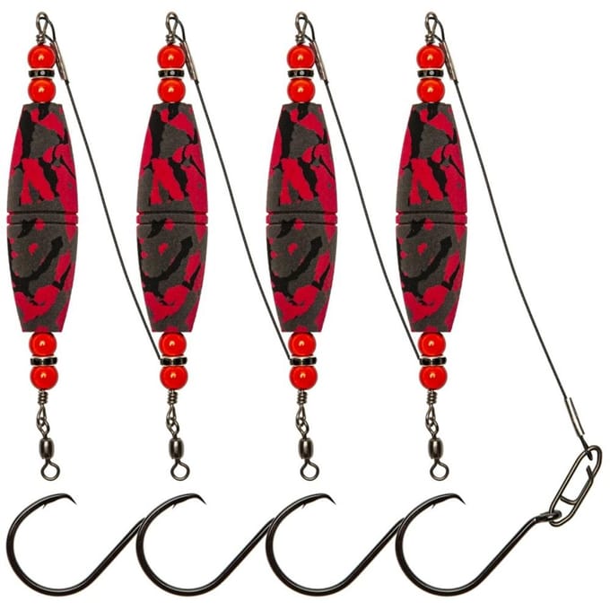 4 stuks Meerval Dobber Rigs Visdobbers Popping Kurken Meerval Uitrusting rood zwarte kleur