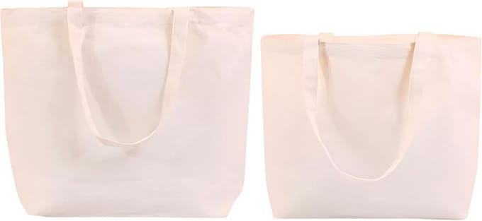 Set van 2 Grote Katoenen Boodschappentassen met Ritssluiting - Stevige Herbruikbare Shopper