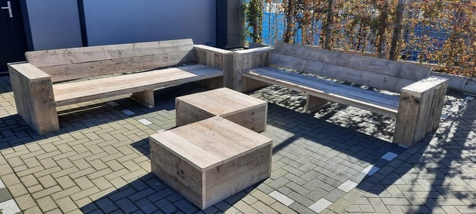 Loungeset ''Garden XXL Basic '' van Gebruikt steigerhout - 8 persoons