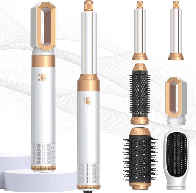 Haarstylingset - Luchtstyler Krultang - Haar Stijlen Krullen - 6-in-1 Functionaliteit - 1.13 kg - Wit