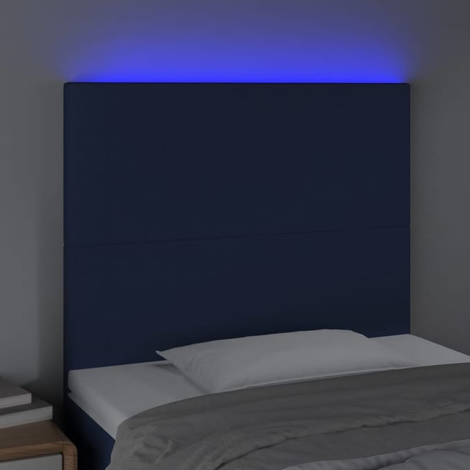 vidaXL - Hoofdbord - LED - 80x5x118/128 - cm - stof - blauw