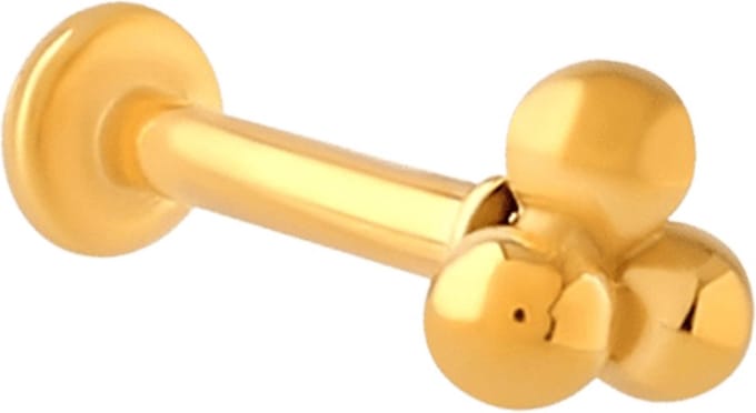 Lucardi Dames Traguspiercing 3bolletjes - Piercing - Cadeau - Staal - Goudkleurig