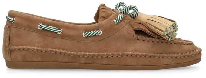 Sacha - Dames - Bruine suède bootschoenen met franjes - Maat 36