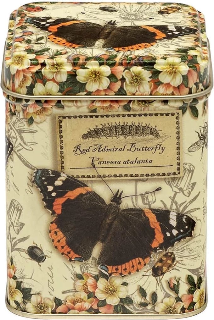 Blikje Vintage Butterflies 7,4x7,4x9,5cm
