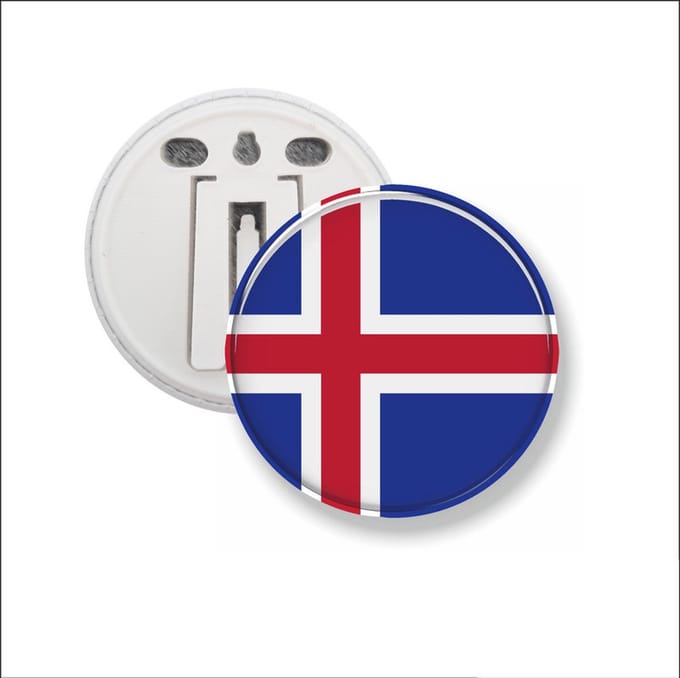 Button Met Clip 58 MM - Vlag Ijsland