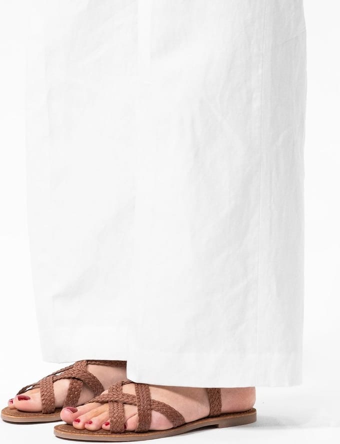 Manfield - Dames - Gevlochten cognac sandalen - Maat 36