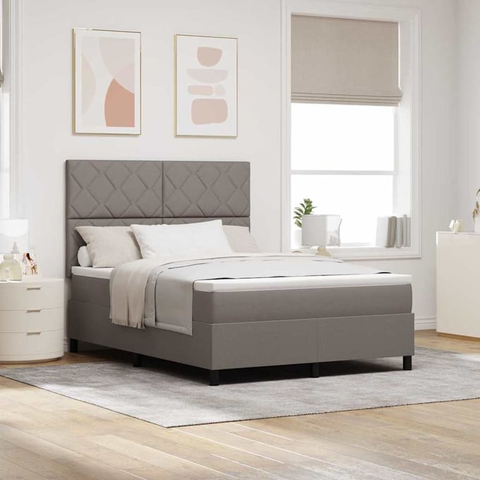vidaXL - Boxspring - bed - met - hoofdeinde - Taupe - 160 - x - 200 - cm - Stof