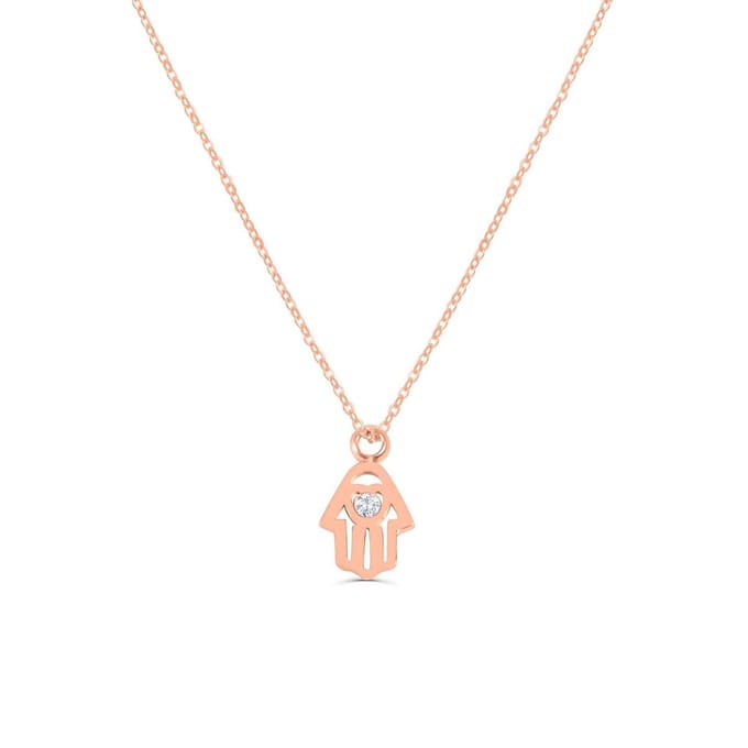 Victorious Dames Ketting Roségoudkleurig – Hand van Fatima – Rosé verguld – 45cm
