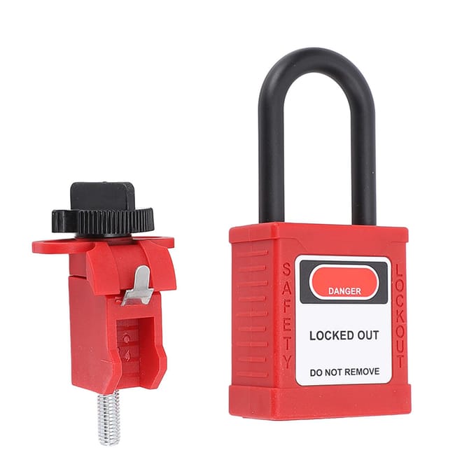 Lockout Tag Out Hangslot Set Geïsoleerd Anti-Verlies Veiligheidshangslot met Stroomonderbreker Lockout Apparaat 2 Sleutels voor Klep red