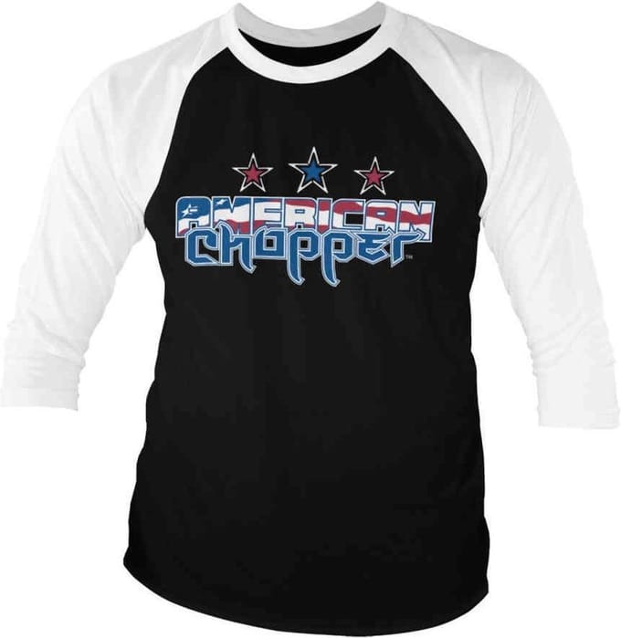 American Chopper Raglan top -S- Flag Logo Zwart/Wit