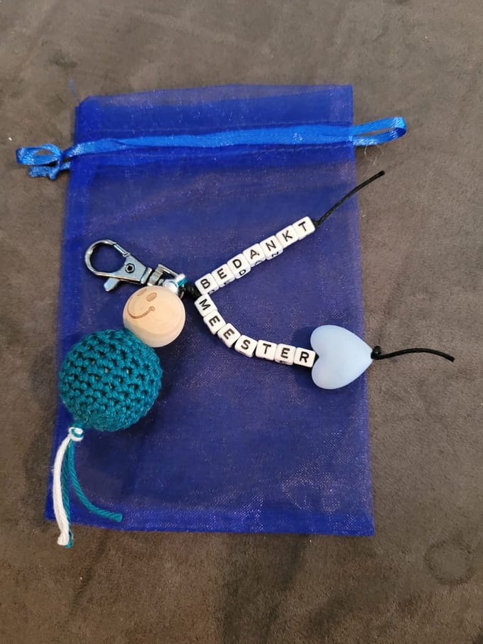 Sleutelhanger Gelukspoppetje bedankt meester