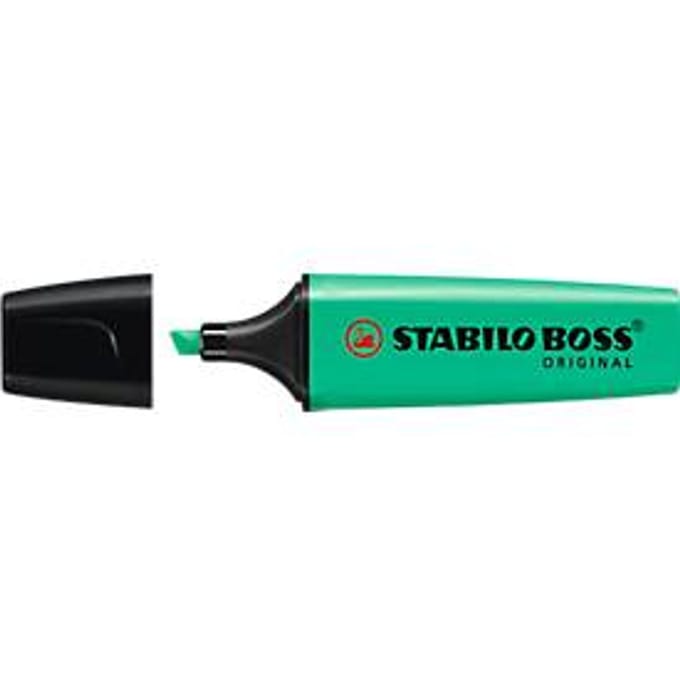 STABILO BOSS ORIGINAL - Markeerstift - Hoogste Kwaliteit - Turquoise - Doos 10 Stuks