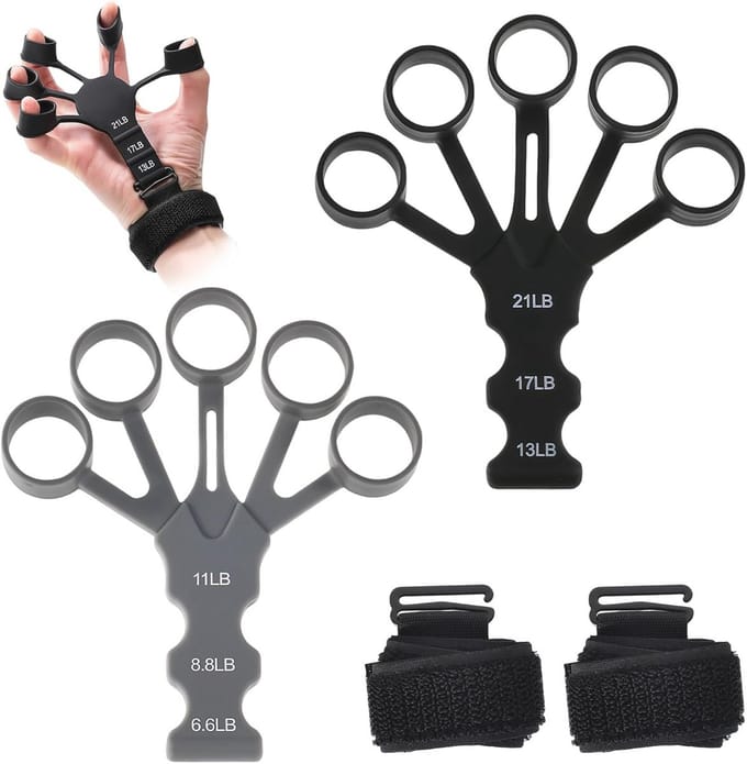 Grip Strength Trainer voor Vingers - 2 Stuks Handgripversterker met Polsband