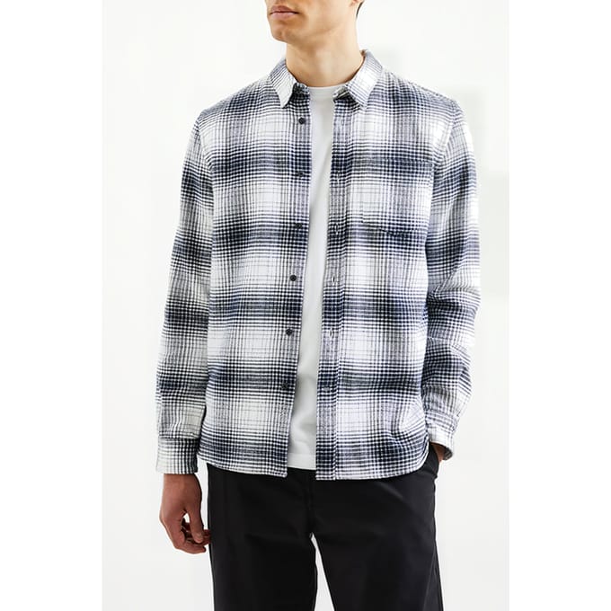 French Connection Shadow Check Blue Größe: XS | Casual hemden Outlet | Herren | Blau