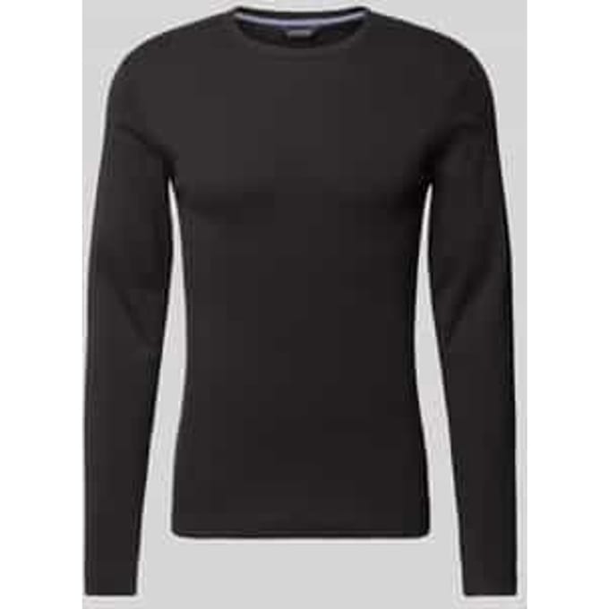 slim fit shirt met lange mouwen met geribde ronde hals