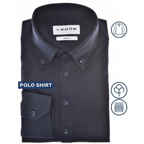 Ledûb Polo Long Sleeve Jersey Cotton Stretch Blauw / male